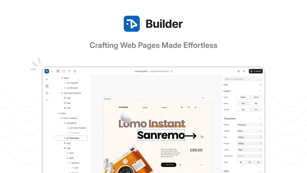 واجهة منشئ بدون كود
